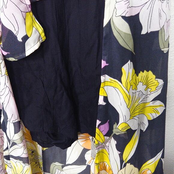 Guess Taryn Floral V-Neck Maxi Dress Navy Multicolor XL Garden Party - Picture 8 of 10